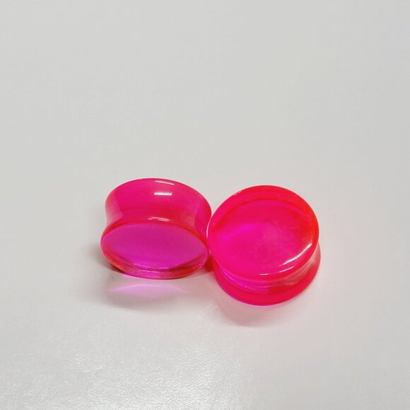 Pink acrylic plugs double flare semi transparent gauges NWT 20 mm 3/4 - Picture 3 of 5